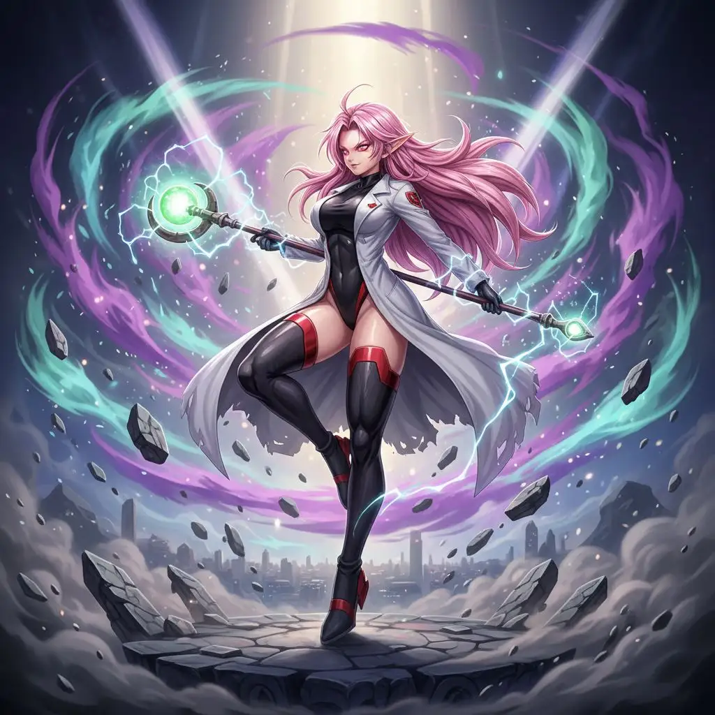 Android 21 true form in a powerful, energetic pose