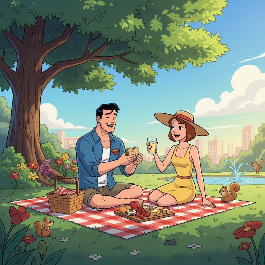 My Adventures with Superman and Lois Lane having a picnic.