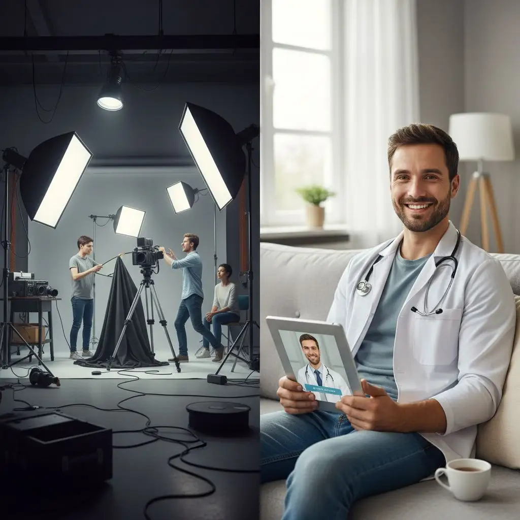 AI medical headshot generation at home: Convenience of avoiding traditional photography studios.